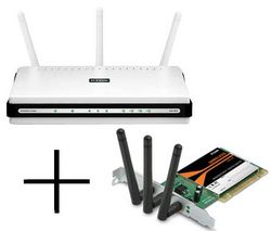 D-LINK Router WiFi DIR-655 switch 4 porty + Karta PCI WiFi Rangebooster N650 Draft 802.11n DWA-547