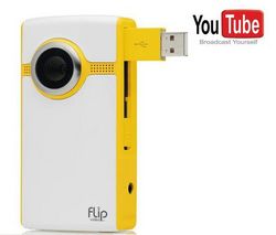 FLIP Mini-videokamera Video Ultra 2 - biela/žltá + Sada 2 puzdier z neoprénu Soft Pouch ASP2CP1 + Sada 3 USB káblov Flip AUC1CP2