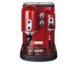 KITCHENAID Espresso Artisan 5KES100EER cervené + Prípravok proti vodnému kameňu pre kávovar espresso + Súprava 2 pohárov espresso PAVINA 4557-10 + Súprava 6 lyžiciek moka BARCELONA K6334-16