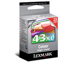 LEXMARK Atramentová farebná náplň n°43 - Azúrová, Purpurová, Žltá  + Kábel USB A samec/B samec 1,80m