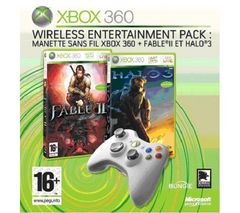 MICROSOFT Biely bezdrôtový herný ovládač + hra Fable II + hra Halo 3 [XBOX 360]