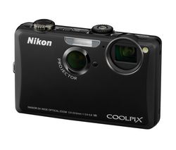 NIKON Coolpix  S1100pj - noir techno + Kompaktné kožené puzdro Pix 11 x 3,5 x 8 cm + Pamäťová karta SDHC 16 GB + Batéria ENEL12 pre Nikon S610, S710 + Mini trojnožka Pocketpod