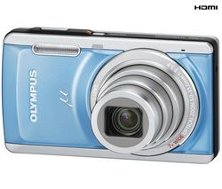 OLYMPUS ľ[mju:]  7040 - blue + Ultra-compact Camera Case - 9.5x2.7x6.5 cm + 8 GB SDHC Memory Card + Li-42B Battery