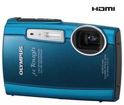 OLYMPUS ľ[mju:]  TOUGH-3000 - blue + Ultra-compact Camera Case - 9.5x2.7x6.5 cm + 4 GB SDHC Memory Card + Li-42B Battery