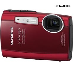 OLYMPUS ľ[mju:]  TOUGH-3000 - red + Ultra Compact PIX leather case + 8 GB SDHC Memory Card