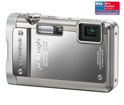 OLYMPUS ľ[mju:]  Tough-8010 - silver + Ultra-compact Camera Case - 9.5x2.7x6.5 cm + 16 GB SDHC Memory Card + LI-50B Battery