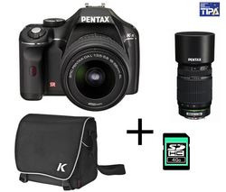 PENTAX K-x čierny + objektív DA 18-55 mm + objektív  DA 55-300 mm + puzdro 50250 + karta SDHC 4 GB