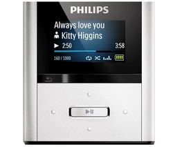 PHILIPS MP3 prehrávač GoGear RaGa 2 GB - strieborný  + USB nabíjačka - biela  + Slúchadlá STEALTH - čierne