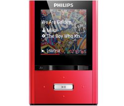 PHILIPS Prehrávač MP3 GoGear ViBE SA2VBE04R 4 Go - červený + USB nabíjačka - biela