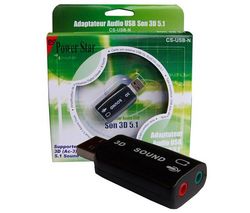 POWER STAR Externá audio karta USB CS-USB-N + Rozdeľovací kábel pre slúchadlá alebo reproduktory