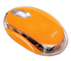 SAITEK Myš M80X Wireless Notebook Mouse - oranžová + Hub USB 4 porty UH-10 + Zásobník 100 navlhčených utierok + Podložka pod myš Jersey Cloth - strieborná