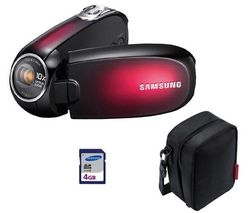 SAMSUNG Videokamera SMX-C20 - červená + puzdro CC1M+ SD karta 4 GB  + Čítačka kariet 1000 & 1 USB 2.0 + Batéria IA-BH130LB