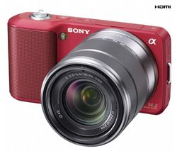 SONY Alpha NEX-3K červený + objektív 18 - 55 mm + Ruksak Expert Shot Digital - čierny/oranžový  + Pamäťová karta SDHC Premium 32 GB 60x