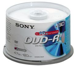 SONY DVD-R 4,7 GB 16x (balenie 50 ks)