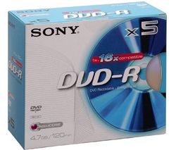 SONY DVD-R 4,7 GB (5 kusov)
