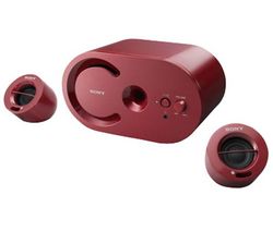 SONY Reproduktory 2.1 SRS-D25 - cervené  + Audio Switcher 39600-01 + Náplň 100 vlhkých vreckoviek