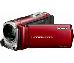 SONY Videokamera DCR-SX34 červená  + Brašna + Pamäťová karta SDHC 8 GB