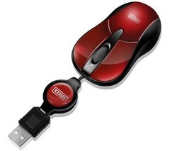 SWEEX Myš Mini Optical Mouse MI052 - Red Cherry + Zásobník 100 navlhčených utierok + Čistiaci stlačený plyn viacpozičný 252 ml + Náplň 100 vlhkých vreckoviek