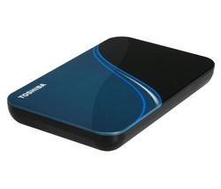 TOSHIBA Prenosný externý pevný disk StorE Art - 320 GB - modrý  + Puzdro LArobe black/pumpkin