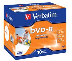 VERBATIM DVD-R možnost potlače 4,7 GB (sada 10 ks) + RBNW-224 CD case