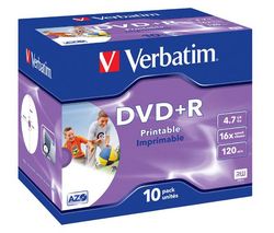 VERBATIM DVD+R s možnostou potlače 4,7 GB (sada 10 ks)