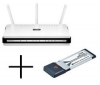 Router WiFi DIR-655 switch 4 porty + Karta ExpressCard/34 WiFi DWA-643 802.11n/g/b + Kábel RJ-45 samec / samec - 10 m, biely (CNP5WS0aed10M)