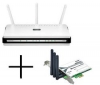 D-LINK Router WiFi DIR-655 switch 4 porty + Karta PCI-Express WiFi DWA-556 802.11n + Hub USB Plus 4 Porty USB 2.0 Mac/PC - hnedý