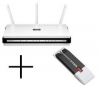 D-LINK Router WiFi DIR-655 switch 4 porty + Kľúč USB WiFi DWA-140 + Kábel RJ-45 samec / samec - 10 m, biely (CNP5WS0aed10M)