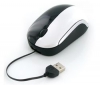 Myš Travel s vtahovateľným káblom Optical Mouse - čierna a biela