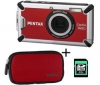 PENTAX Optio W80 červený +  cervené neoprenové puzdro NC-W2 + karta SDHC 4 GB