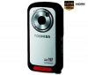 TOSHIBA HD videokamera Camileo BW10 strieborná + Nylonové puzdro TBC-302 + Pamäťová karta SDHC 4 GB + Nabíjačka na zapaľovač USB Black Velvet